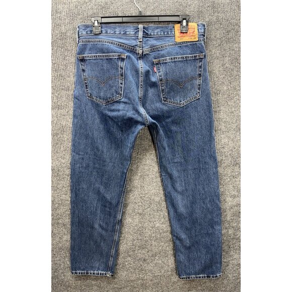 Levis 505 Jeans Men’s 36x32 Blue Regular Straight Leg Denim Medium Wash - Picture 2 of 9